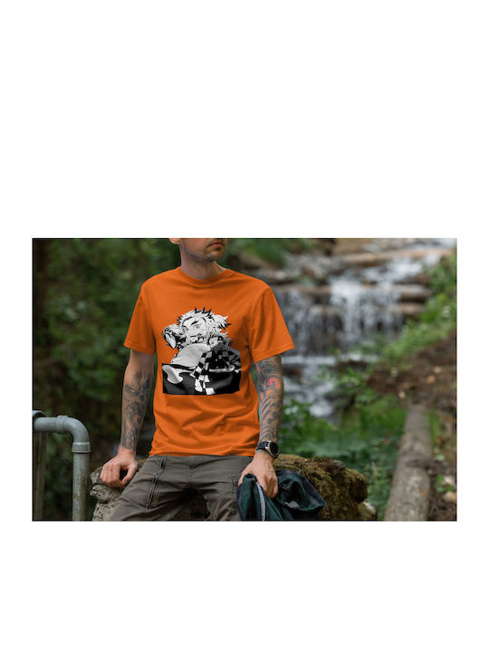 Characters Illustration T-shirt Orange Cotton