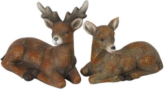 Atmosphera Weihnachtliche Keramisch Figur Hirsche Braun Länge 7.5cm