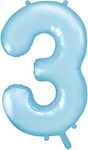 Balloon Number 3 Light Blue 86cm