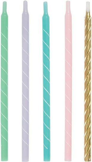 Κεριά Παστέλ Χρώματα Ασορτί Pastel Spiral Birthday 12 Τμχ