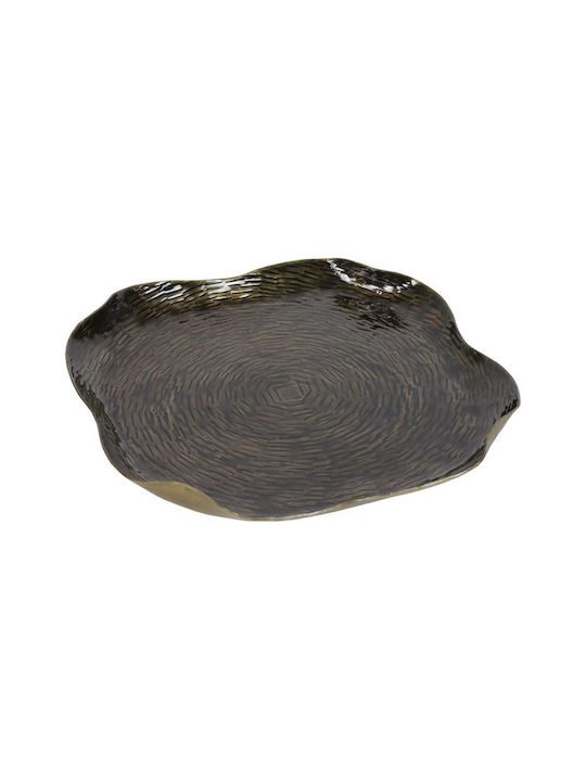 Atmosphera Round Metallic Decorative Platter Black 38x38x4cm