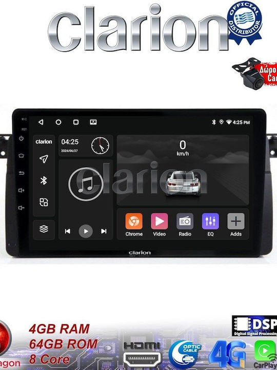 Clarion Sistem Audio Auto pentru BMW Serie 3 (E46) 1998>2005 (Bluetooth/USB/WiFi/GPS/Apple-Carplay/Android-Auto) cu Ecran Tactil 9"