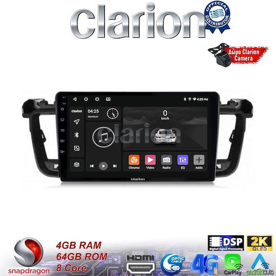Clarion Sistem Audio Auto pentru Peugeot 508 2010>2017 (Bluetooth/USB/WiFi/GPS/Apple-Carplay/Android-Auto) cu Ecran Tactil 9"