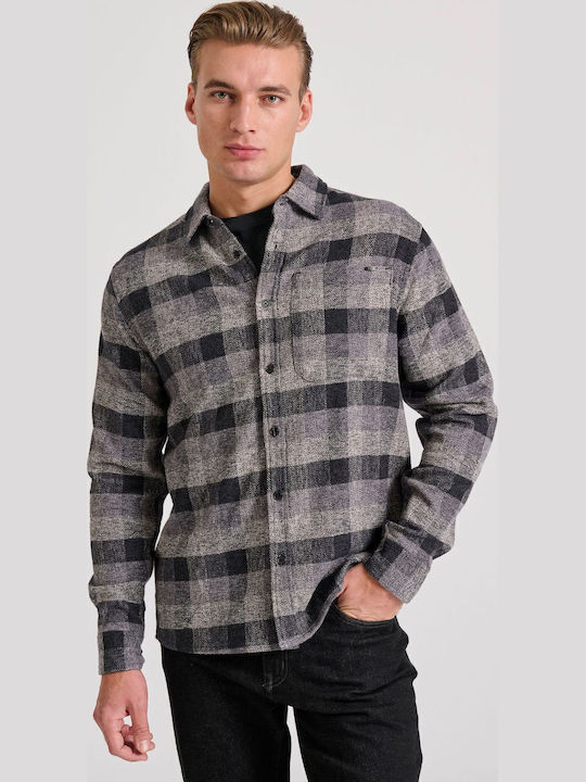 Funky Buddha Φανελένιο Overshirt Anthracite