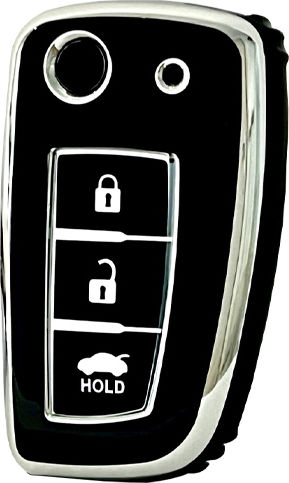 Car Key Cover Case made of with 3 Buttons for Nissan in Black Color