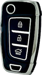 Car Key Cover Case made of with 3 Buttons for Hyundai in Black Color