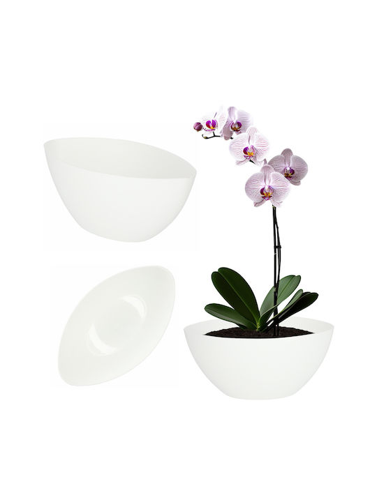 Kadax Flower Pot 38cm Oval Planter Plastic White