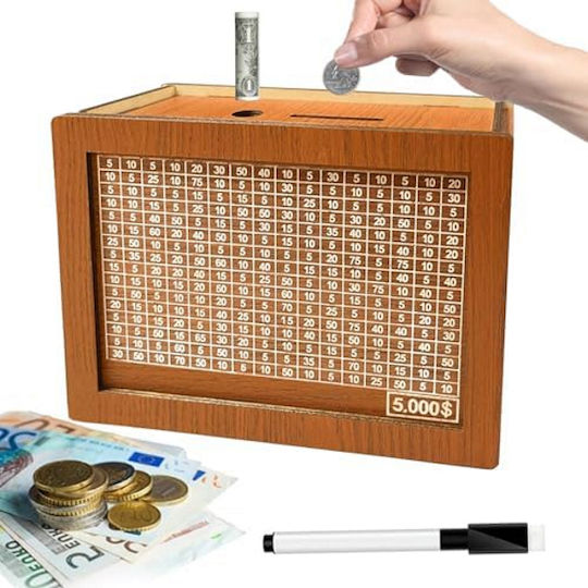 Kakeibo Box Japanische Holz Retro Sparschwein Spardose 5000€ Braun