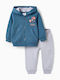 Kinder Sweatpants Set Mit Jacke Petrol Blau 2Stücke