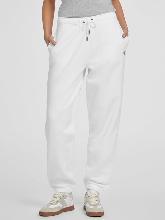 Guess High Waist Sweatpants Fleece White