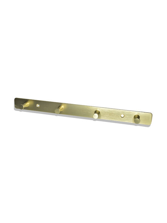 Gold Metal Wall Hanger with 4 Hooks 30cm.x2.5cm.x2cm. No 300-4 Haus Benchmark Kpe-203