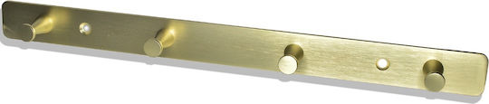 Gold Metal Wall Hanger with 4 Hooks 30cm.x2.5cm.x2cm. No 300-4 Haus Benchmark Kpe-203