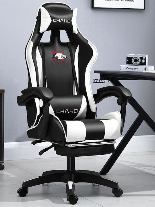 Homeone GMC Artificial Leather Gaming Chair with Footrest Black / White