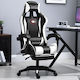Homeone GMC Artificial Leather Gaming Chair with Footrest Black / White