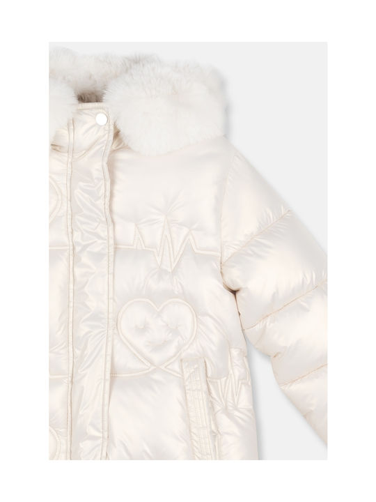 Joyce Kids Quilted Jacket with Hood ecru