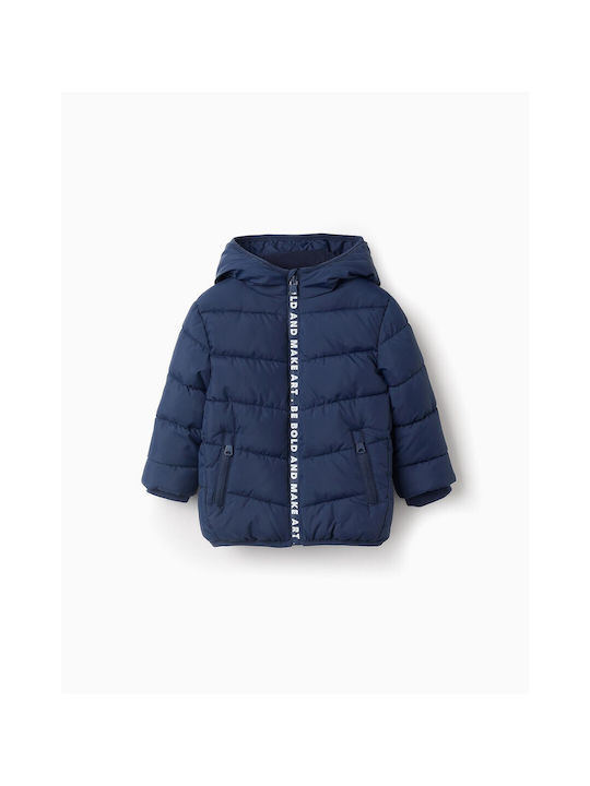 Zippy Kids Quilted Jacket with Lining & Hood Navy Blue