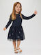 Girls Dress Long Sleeve Navy Blue