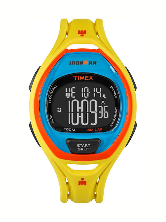 Timex Sleek 50 Digital Ceas de Damă cu Galben Curea din Cauciuc