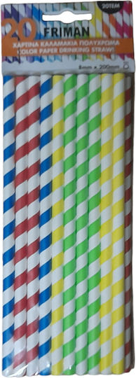 Mehrfarbige Papierstrohhalme 25 Stück 8mm x 200mm