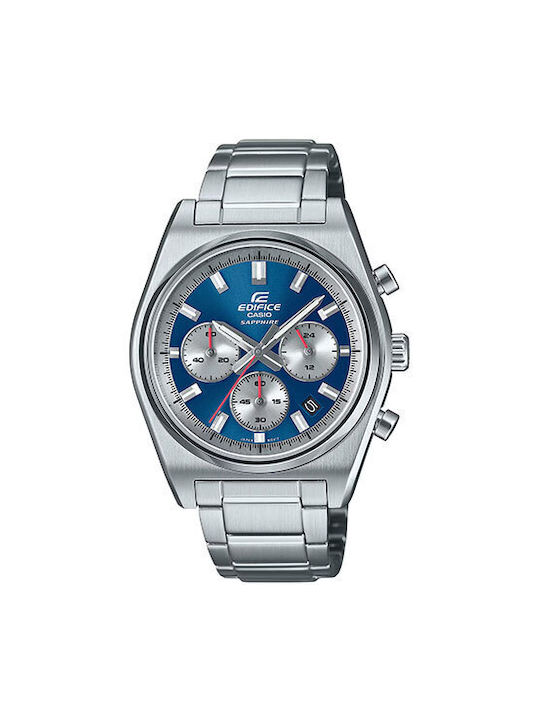 Casio Watch Chronograph Battery with Silver Metal Bracelet