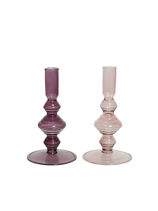 Glass Candle Holder 2 Colors 16x9 Purple