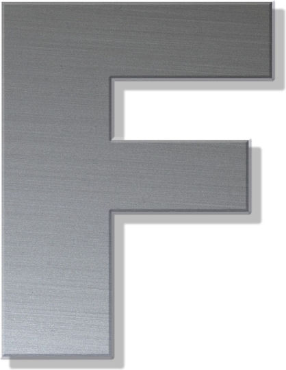 House Letter Sticker ''f'' 80 X 64 Mm Matte Inox Plastic Darvin