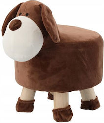 Round Kids Stool Puppy Design Textile Wood Brown Max 50 Kg 28x25 Cm