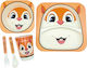 Queen Mother Queen Mother Baby & Kids Feeding Set Squirrel Made of Bamboo with Anti-Slip Base Orange Squirrel Salmon 5 Pieces