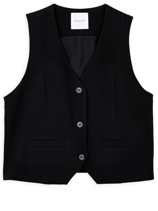 Philosophy Wear Women's Vest with Buttons Black