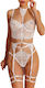Rita Lace Lingerie Set 4 Pieces Garter Belt Cho...