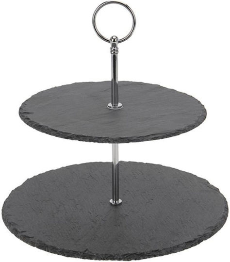 Zaros Πλαστική Εταζέρα 2 Ορόφων Μαύρη Ø23cm Π20xΜ23cm