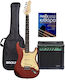 Stagg SES-30 Set Elektrische Gitarre SG Braun mit Tasche