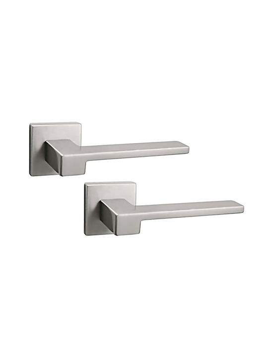 Gian Lever Middle Door with Rosette A-25-s05 Pair Nickel Matte