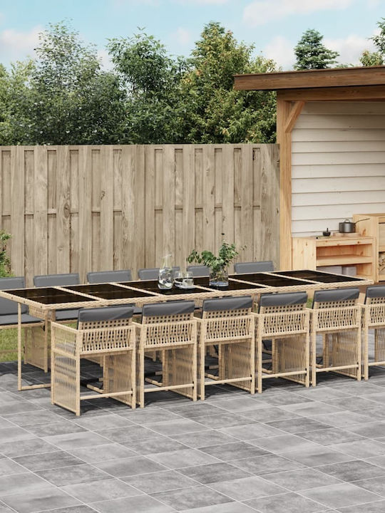 Set Sala De Mese Pentru Exterior 13 Piese Bej C...