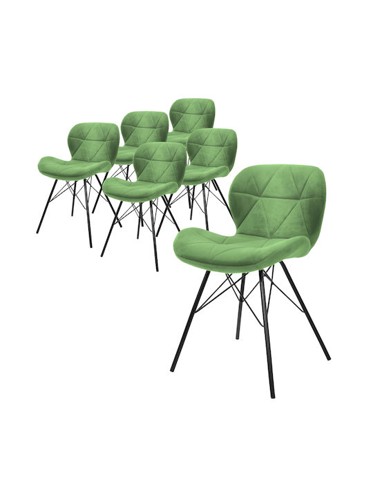 Dining Room Velvet Chair Green 6pcs 490011673