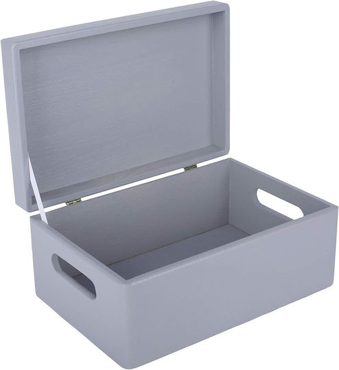 Creative Deco Große Graue Holz-Aufbewahrungsbox 30 x 20 x 14 cm + 1 cm Griffe Deckel Dekorative Truhe Perfekt für Dokumente Erinnerungsstücke Spielzeug Werkzeuge