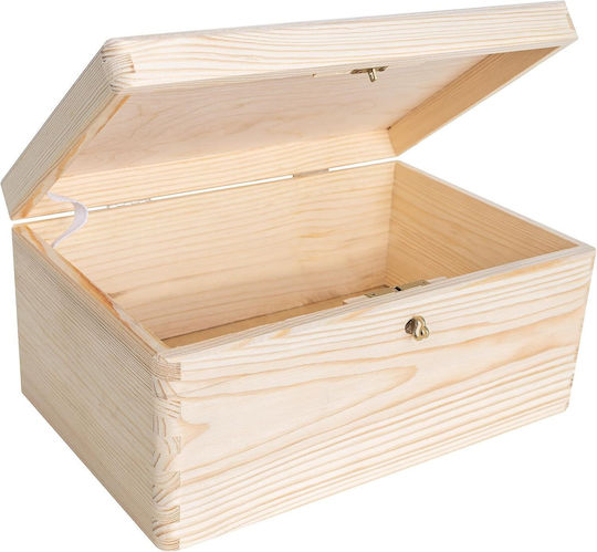 Creative Deco Large Wooden Box Lock Lid Decoration 30 X 20 X 13 Cm + 1cm Without Handles Wooden Chest Documents Toys Tools