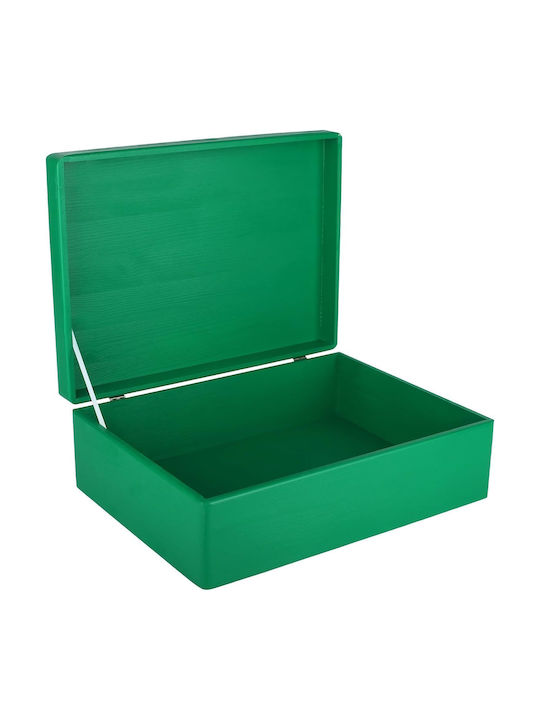 Creative Deco Xl Green Large Wooden Storage Box Lid 40 X 30 X 14 Cm + 1 Cm Without Handles Decorative Chest Perfect Documents Memorabilia Toys Tools