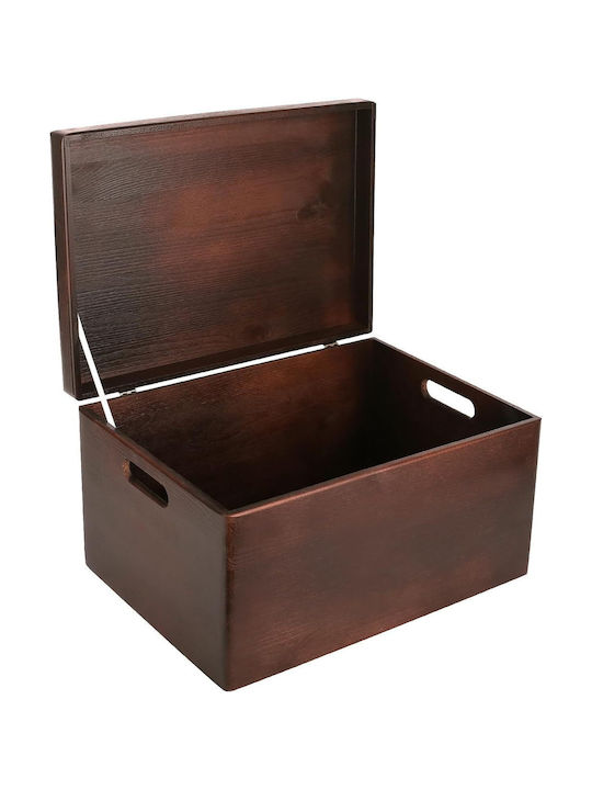 Креатив Деко XXL Кафява Голяма Дървена Кутия за Съхранение 40 x 30 x 24 см + 1 см Дръжки Капак Декоративен Сандък Перфектен за Документи Спомени Играчки Инструменти