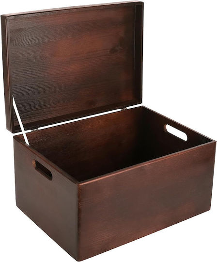 Cutie de Depozitare Mare din Lemn Creative Deco XXL Maro 40 x 30 x 24 cm + Capac cu Mânere de 1 cm Cufăr Decorativ Perfect pentru Documente Amintiri Jucării Unelte