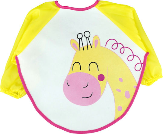 Bibs Αδιάβροχη Ποδιά Υφασμάτινη με Μανίκια Happy Girl Giraffe