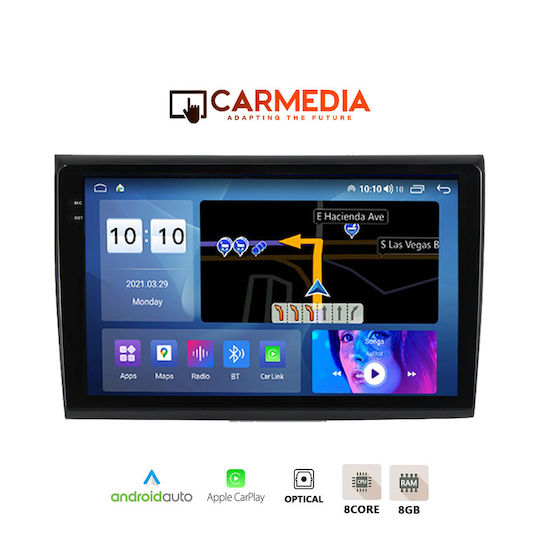 Carmedia Car Audio System for Fiat Bravo 2007+ (Bluetooth/USB/AUX/WiFi/GPS/Apple-Carplay/Android-Auto) with Touch Screen 9.5"