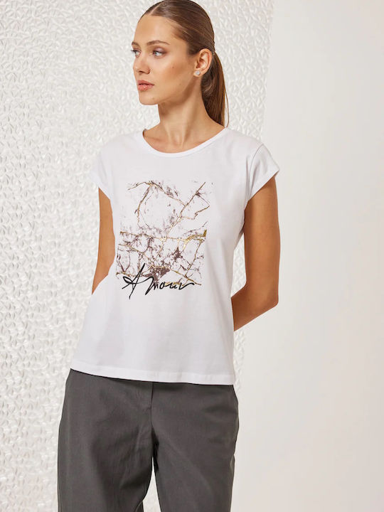 Enzzo Damen T-shirt Ecru