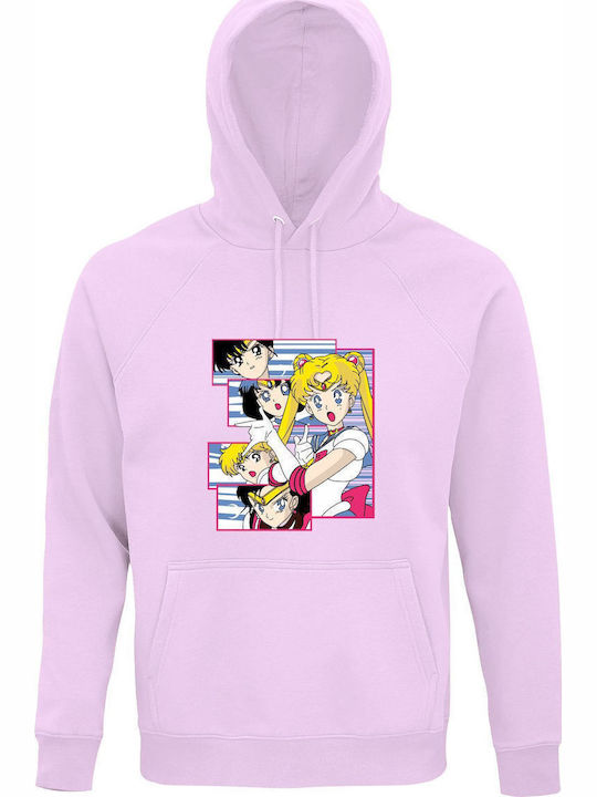 Kids Sweatshirt with Hood and Pockets Creamy Pink SailorMoon Fanart