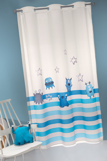 Saint Clair Детска завеса Touch Monsters с куки Син 1752030223006 160x240cm