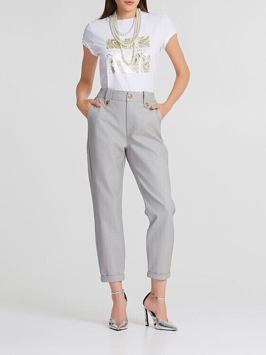 Women's Chino Trousers with Elastic Regular Fit Gray