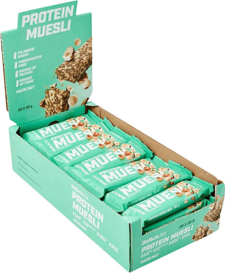 Biotech USA Protein Muesli Riegel Protein mit Geschmack Haselnuss 28x30gr