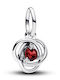 Pandora Charm with Stones from Silver with Red Zircon