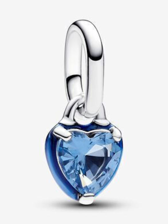 Pandora ME Chakra Heart Mini Dangle Charm Καρδιά από Ασήμι Μπλε