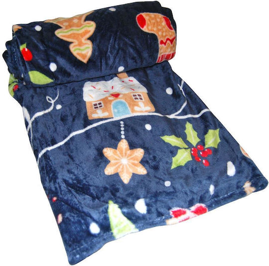 Christmas Fleece Blanket Blue Single 150x200cm
